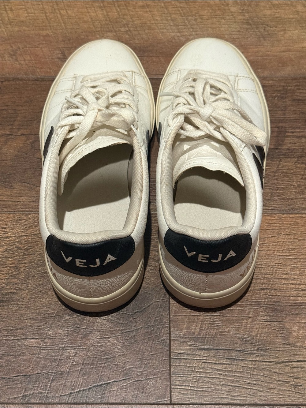 Veja Campo Women’s White Sneakers with Black V Logo - Picture 4 of 5